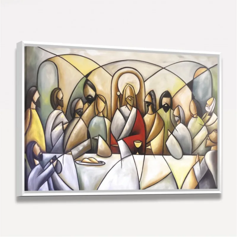 Quadro Santa Ceia Arte Moderna Mosaico