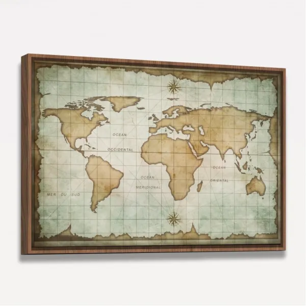 Quadro Mapa do Mundo Antigo decorativo