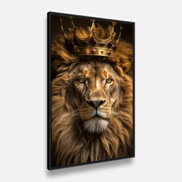 Quadro Decorativo Leão Rei Coroa Dourada