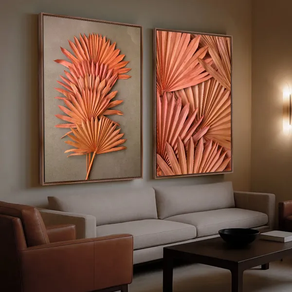 Quadro Duo Folhagem Terracota