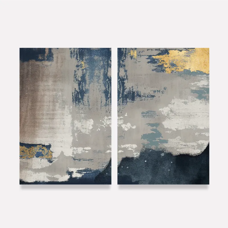 Quadro Duo Abstrato Toque Dourado
