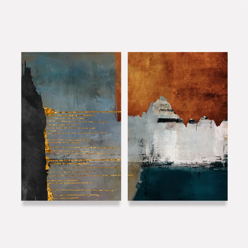 Quadro Abstrato Bronze e Azul