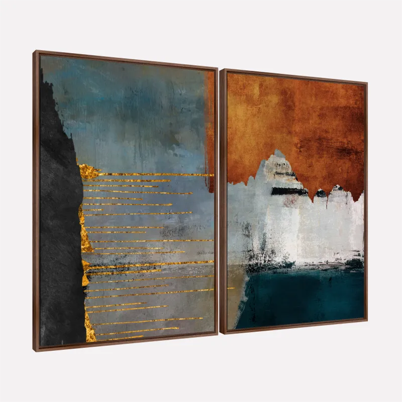 Quadro Abstrato Bronze e Azul