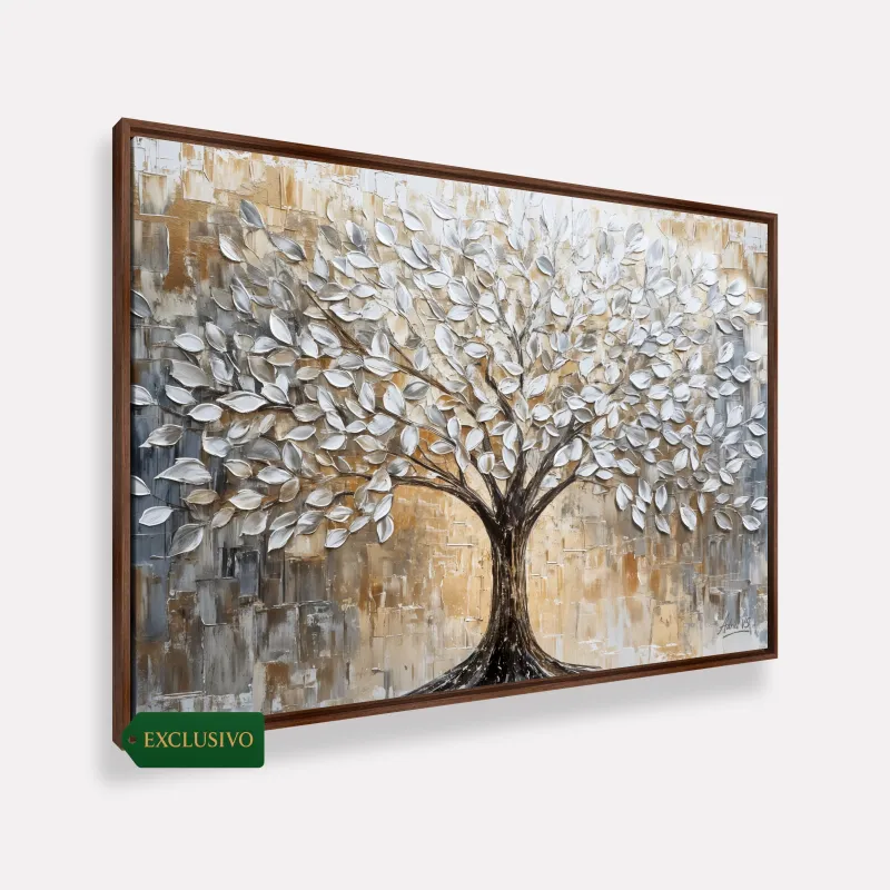 Quadro Abstrato Árvore da Vida Sonhos que Florescem Efeito em Estilo Relevo
