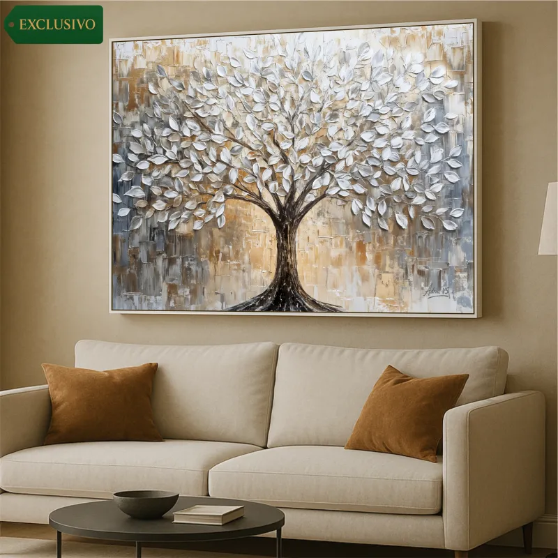 Quadro Abstrato Árvore da Vida Sonhos que Florescem Efeito em Estilo Relevo