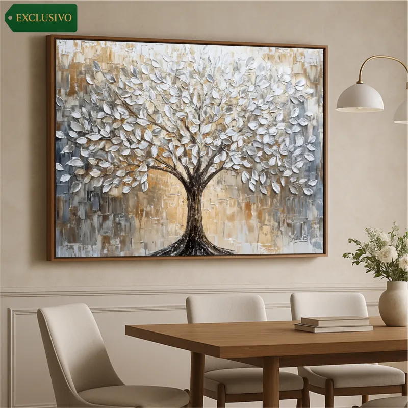 Quadro Abstrato Árvore da Vida Sonhos que Florescem Efeito em Estilo Relevo