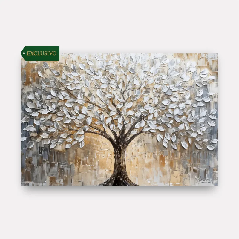 Quadro Abstrato Árvore da Vida Sonhos que Florescem Efeito em Estilo Relevo