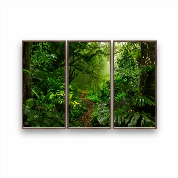 Marcos Ketlim Quadro personalizado 3 Peças 80x180cm Moldura Amadeirada 