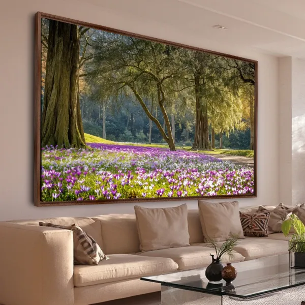 Quadro Jardim das Flores Roxas sob a Proteção das Àrvores Iluminadas