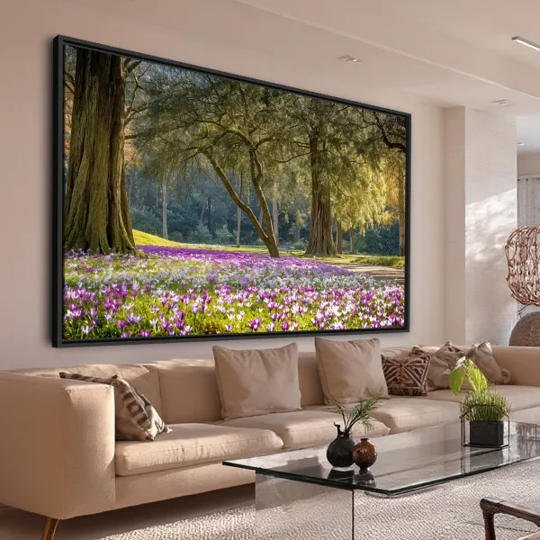 Quadro Jardim das Flores Roxas sob a Proteção das Àrvores Iluminadas
