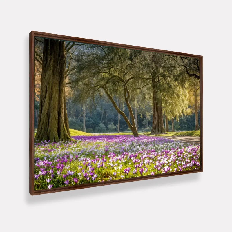 Quadro Jardim das Flores Roxas sob a Proteção das Àrvores Iluminadas