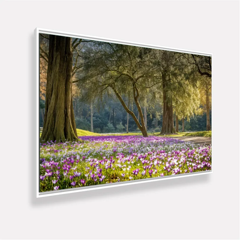 Quadro Jardim das Flores Roxas sob a Proteção das Àrvores Iluminadas