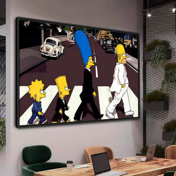 Quadro Os Simpsons na Faixa de Abbey Road