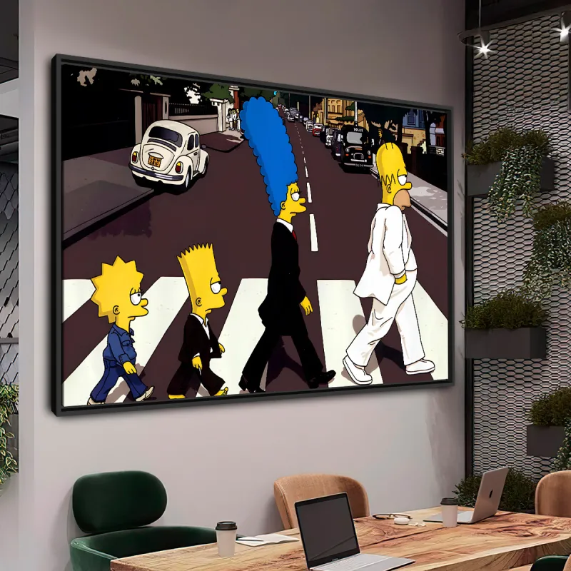 Quadro Os Simpsons na Faixa de Abbey Road