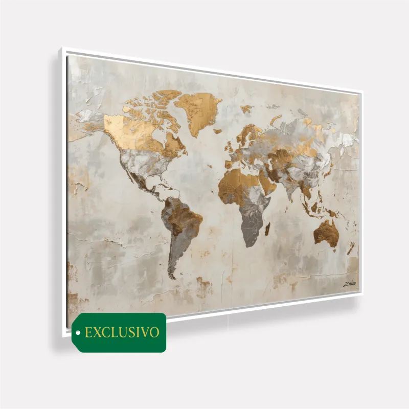 Quadro Mapa Mundi Texturas Nobres 