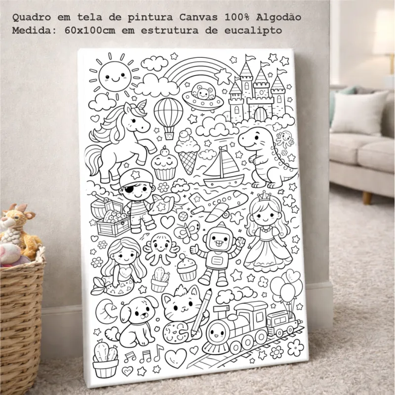 Quadro para pintar Infantil Grande Mundo da Imaginação - Meninas