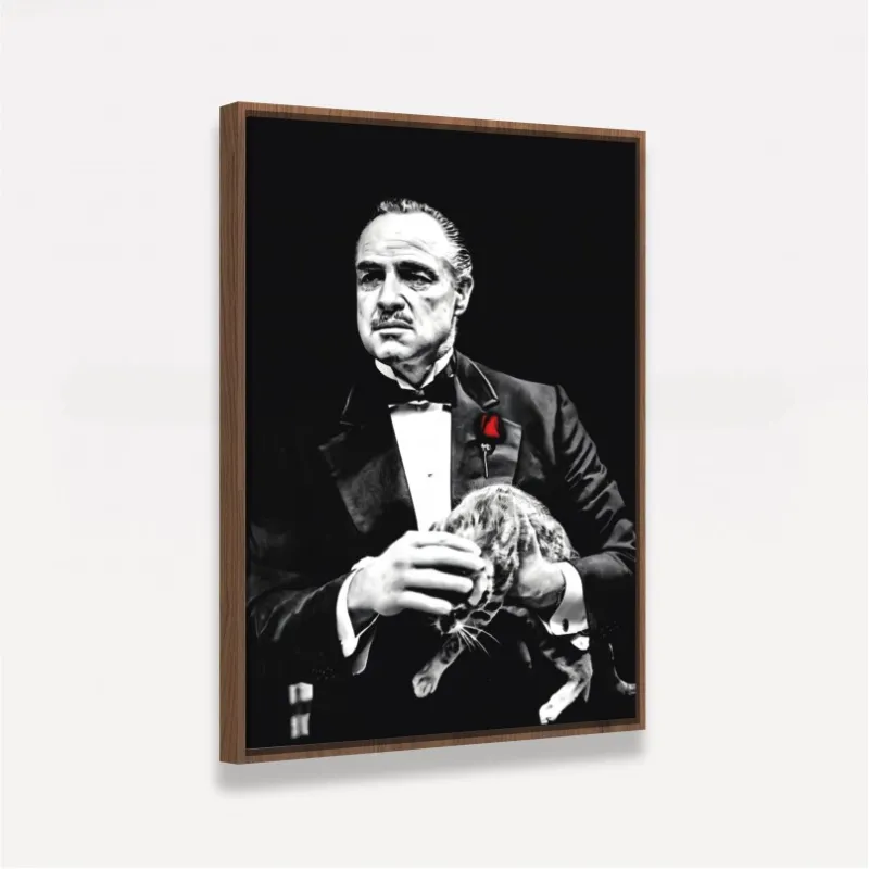 Quadro Poderoso Chefão e Gatinho - Preto e Branco