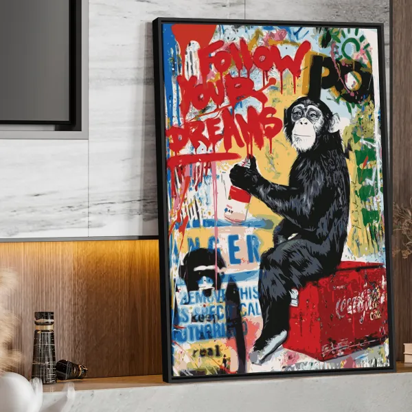 Quadro Monkey Art Siga Seus Sonhos