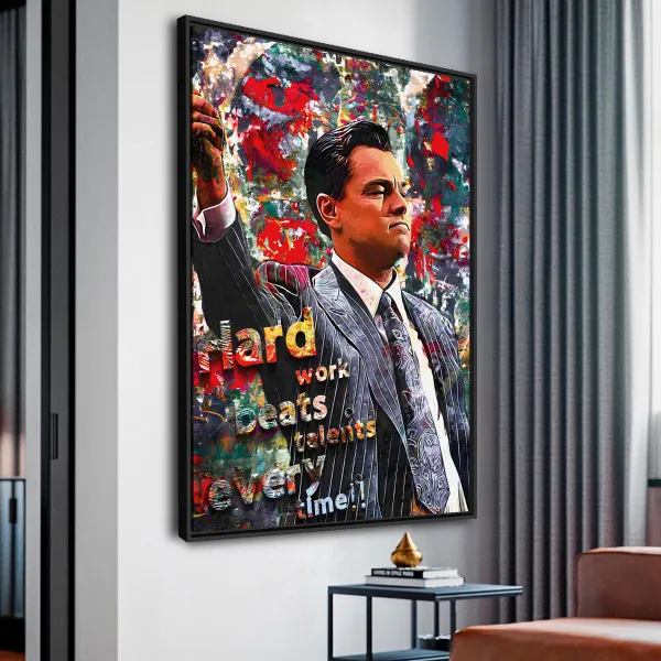 Quadro Lobo de Wall Street Hard Work Beats Talent