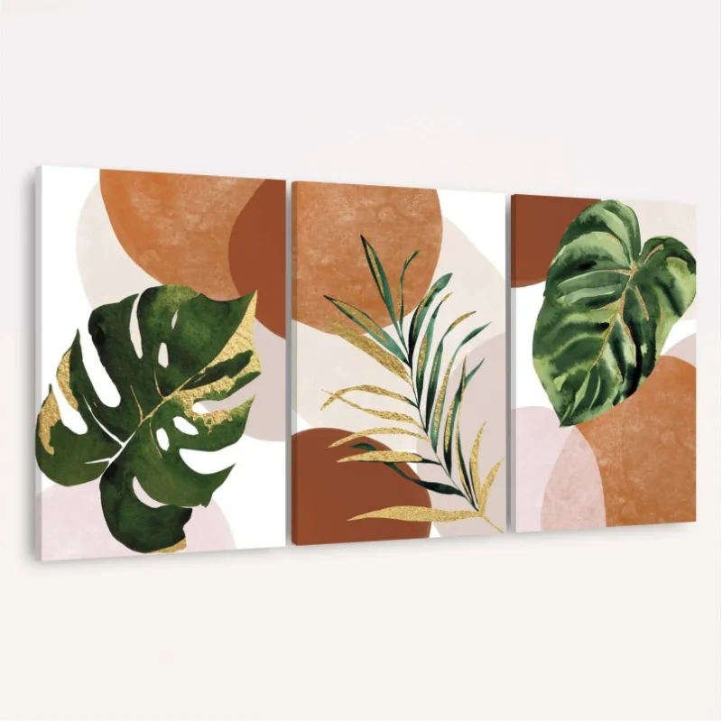 Quadro Folhas Folhagem Trio Boho decorativo