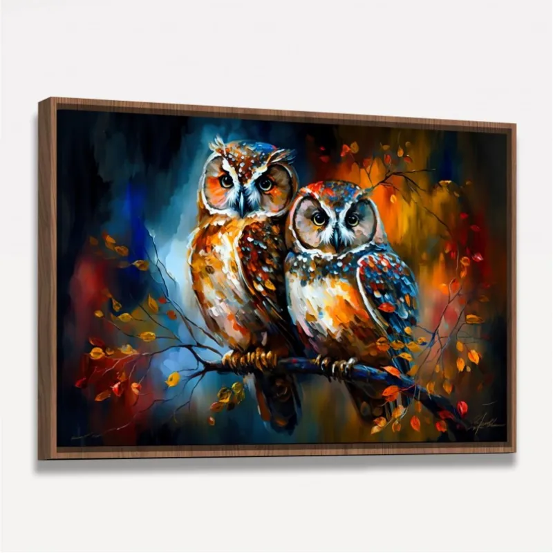 Quadro Casal de Corujas Love Colors