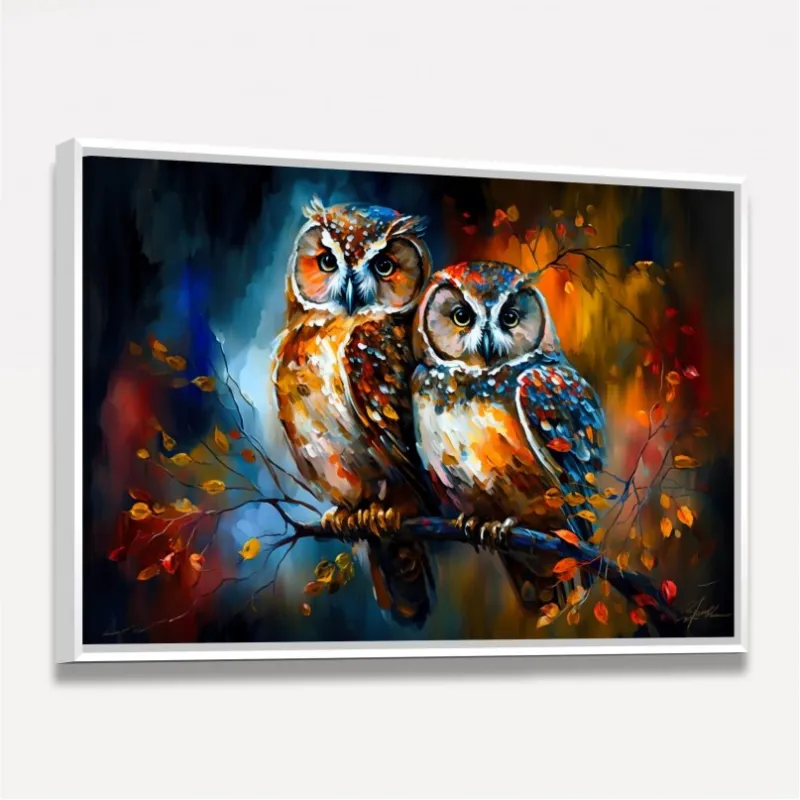 Quadro Casal de Corujas Love Colors