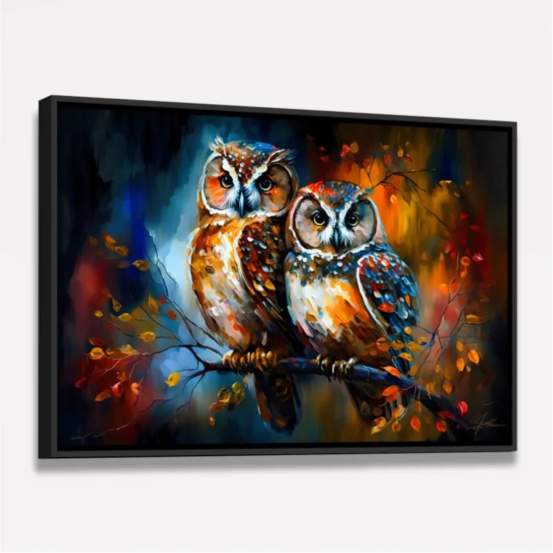 Quadro Casal de Corujas Love Colors