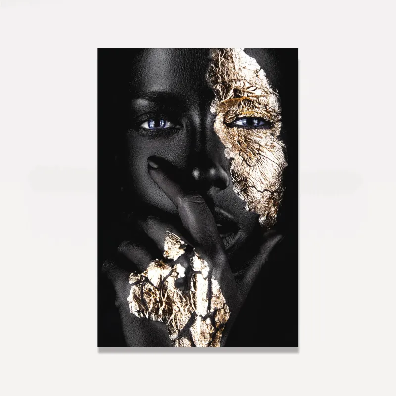 Quadro Mulher Negra decorativo Fashion Moderno Detalhes Dourados