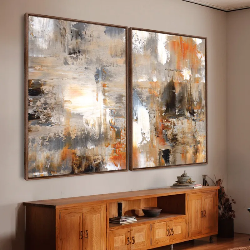 Quadro decorativo Pinceladas em Sintonia Duo Abstrato