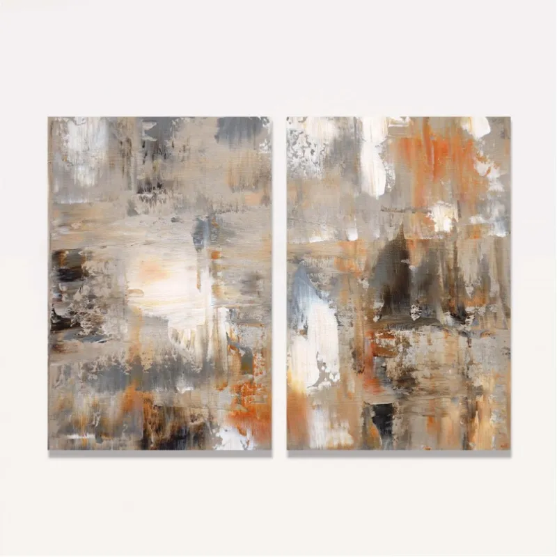 Quadro decorativo Pinceladas em Sintonia Duo Abstrato