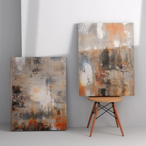 Quadro decorativo Pinceladas em Sintonia Duo Abstrato