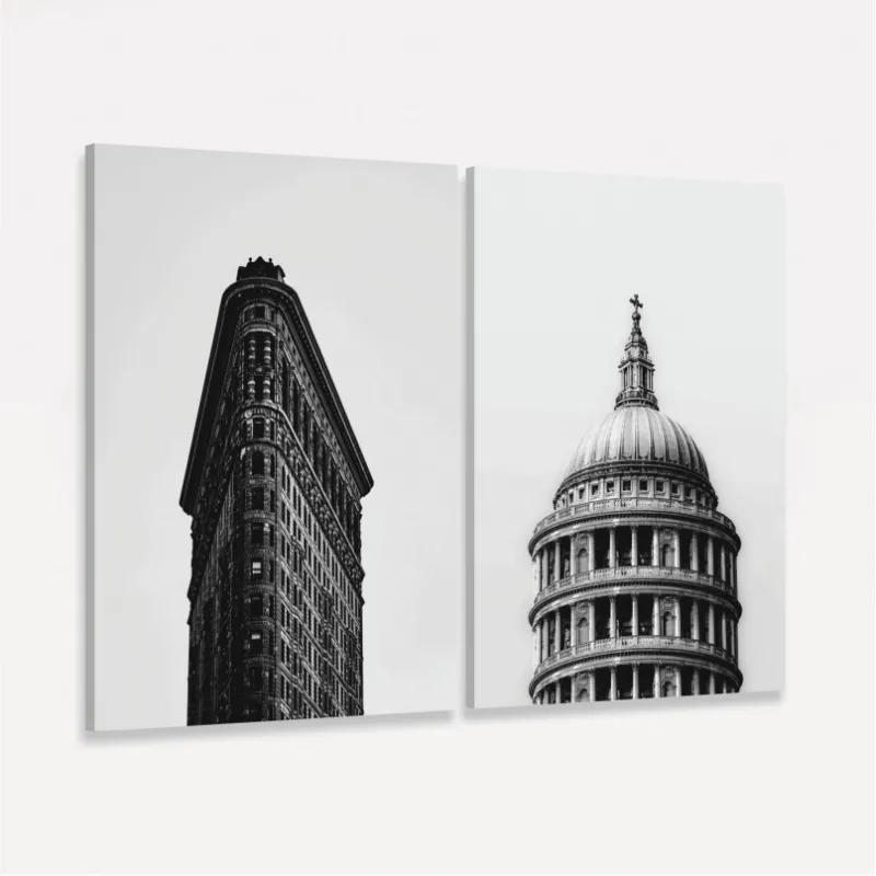 Quadro Duo Edifícios Ícones Vintage