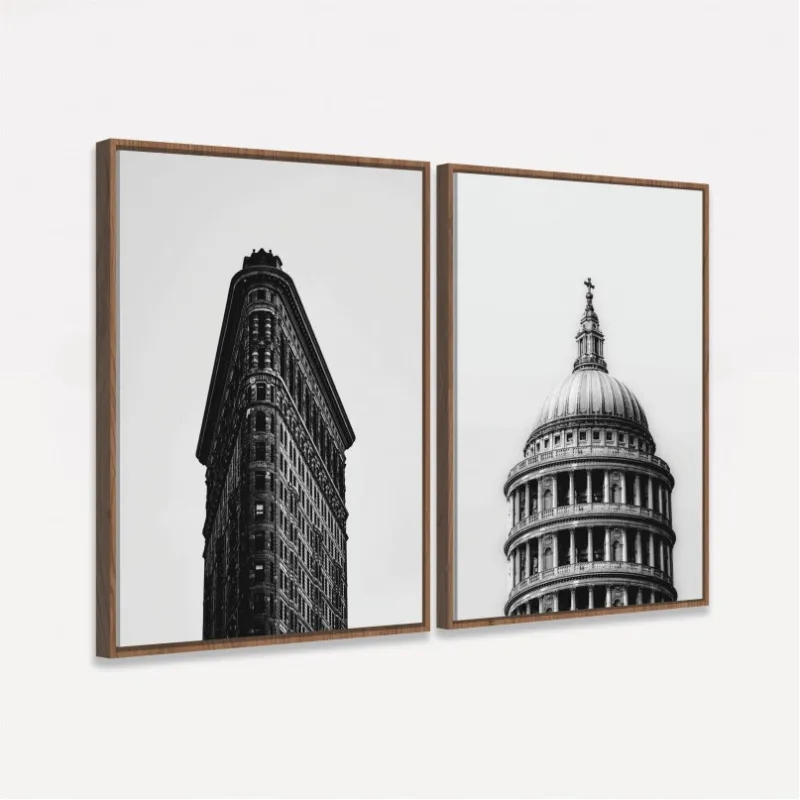 Quadro Duo Edifícios Ícones Vintage