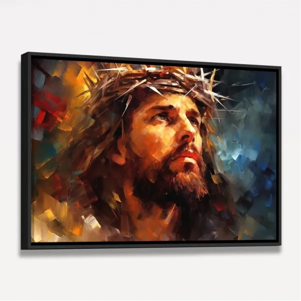 Quadro de Jesus Estilo Pinceladas Colorido
