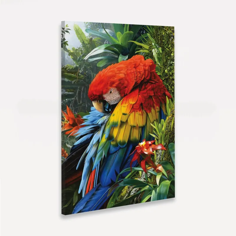 Quadro Arara Colorida na Floresta