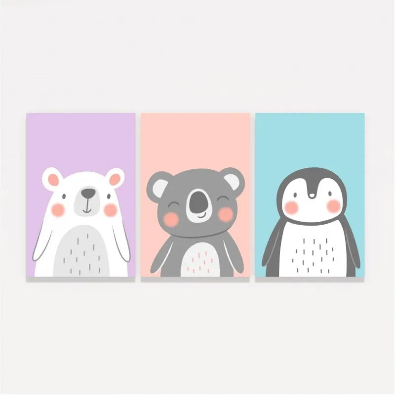 Quadro Trio Infantil Animais Fofos