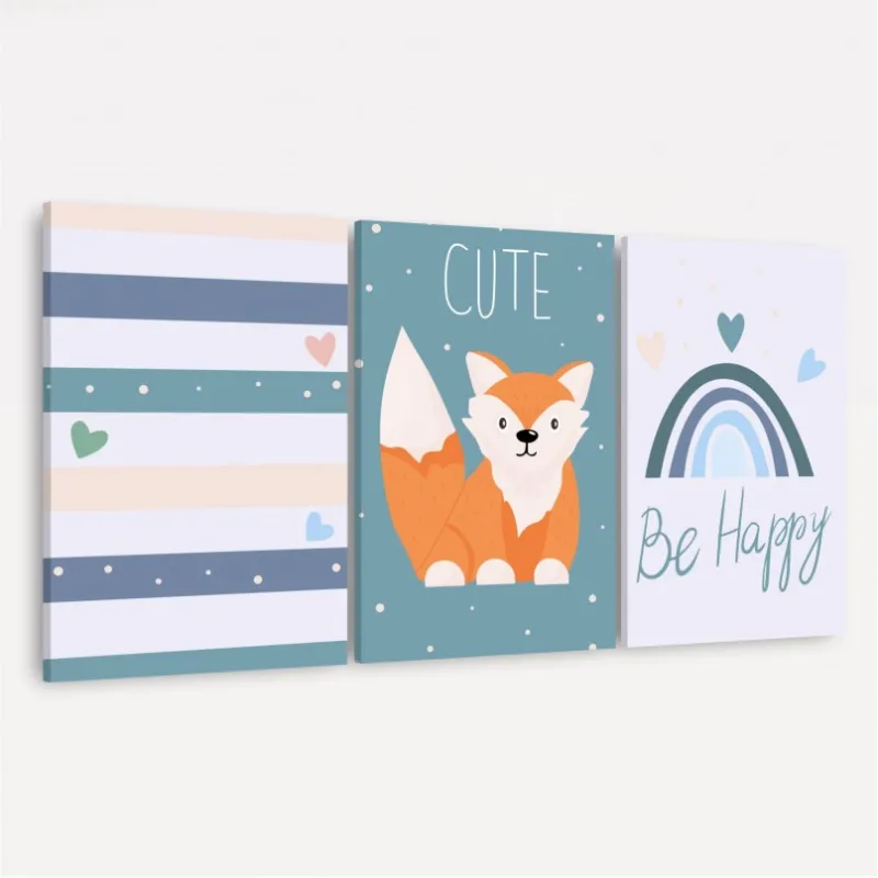 Quadro Trio Infantil Raposa Feliz