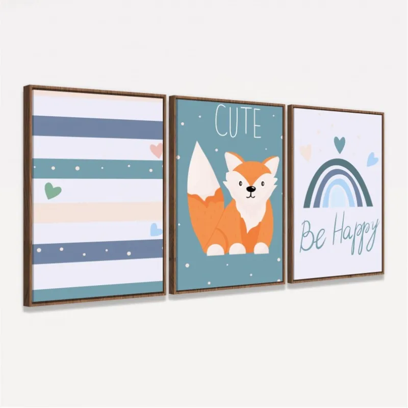 Quadro Trio Infantil Raposa Feliz