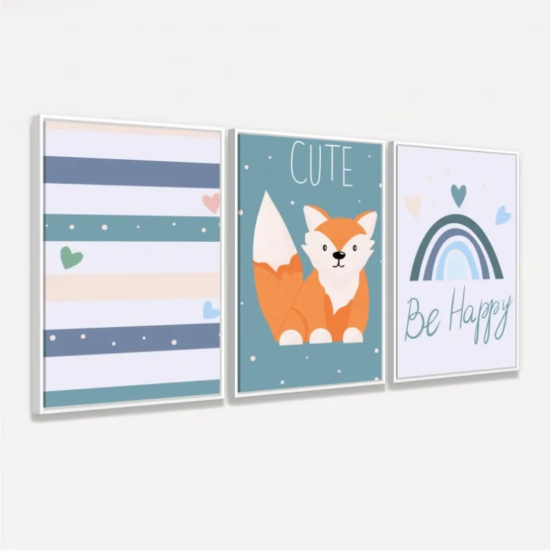 Quadro Trio Infantil Raposa Feliz