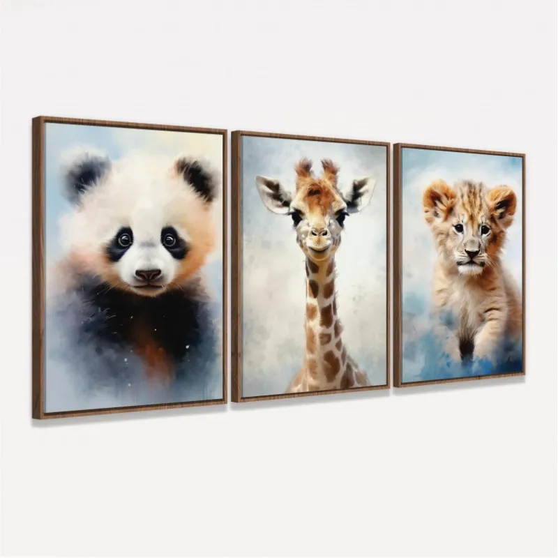Quadro Trio Animais Filhotes