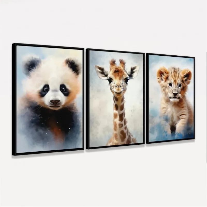 Quadro Trio Animais Filhotes