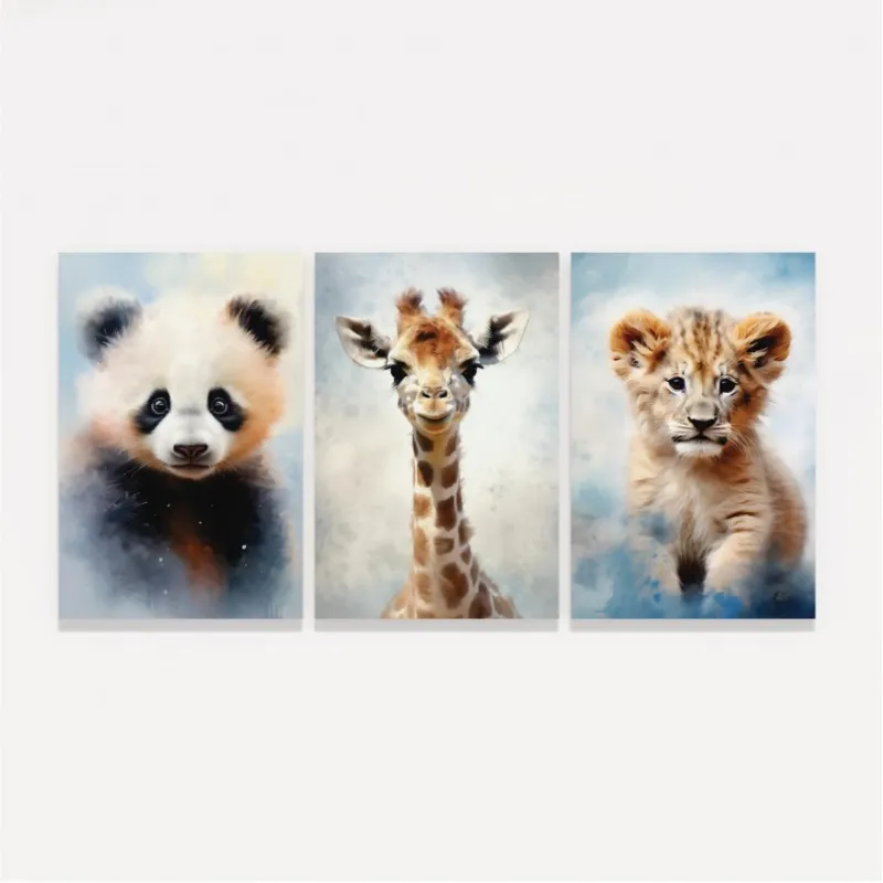 Quadro Trio Animais Filhotes