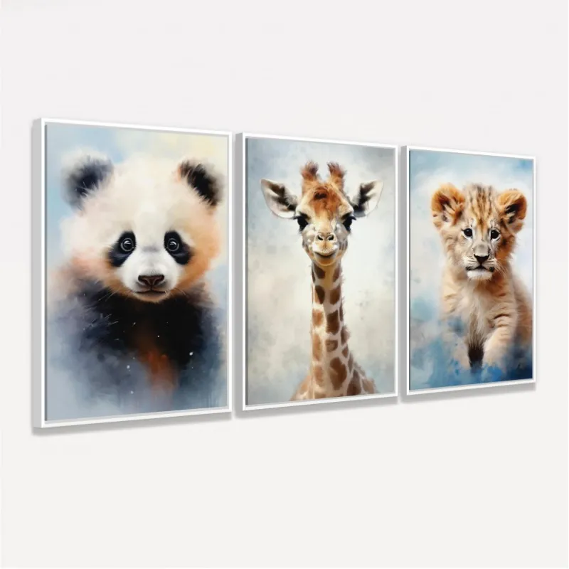 Quadro Trio Animais Filhotes