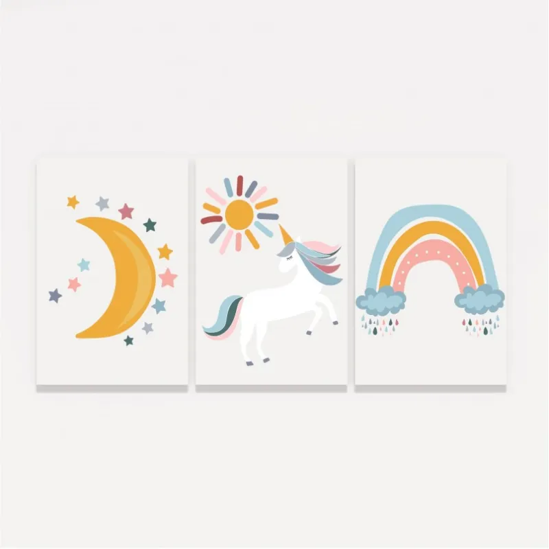 Quadro Trio Sonhos de Unicórnio