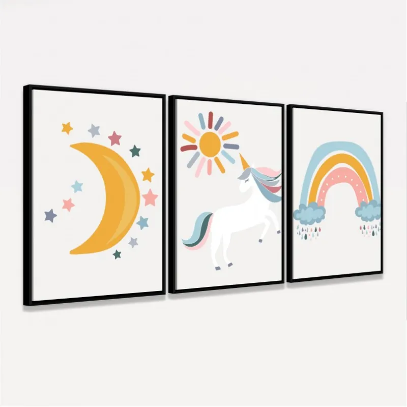 Quadro Trio Sonhos de Unicórnio