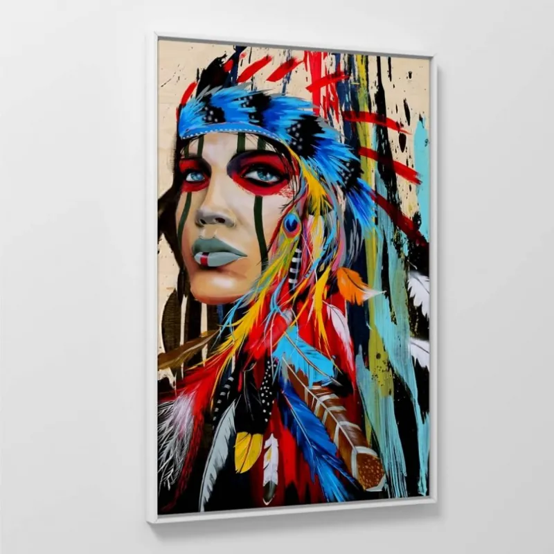 Quadro Índia Nativa Artístico Colorido