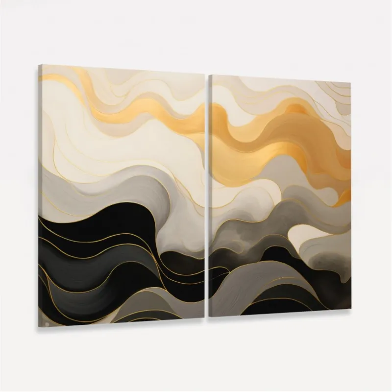 Quadro Abstrato Movimento Ondas Cores Neutras