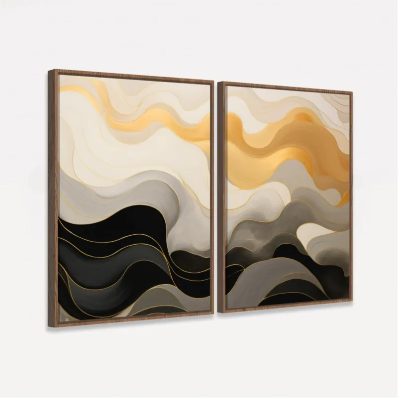 Quadro Abstrato Movimento Ondas Cores Neutras