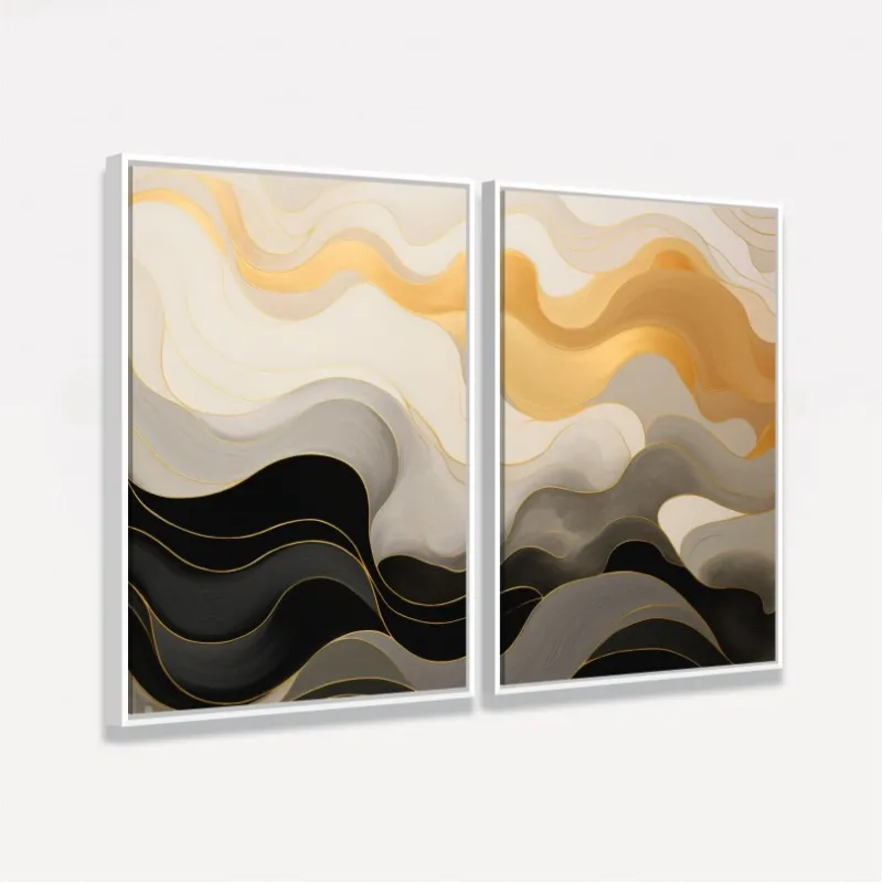 Quadro Abstrato Movimento Ondas Cores Neutras