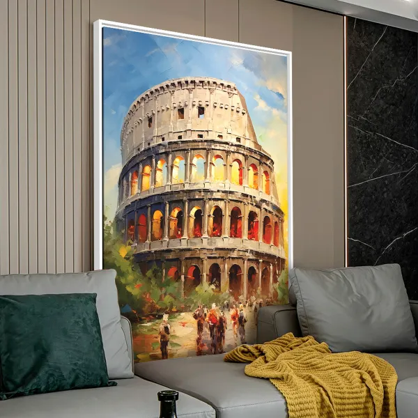 Quadro Coliseu de Roma Itália Impressionismo Cores Vibrantes